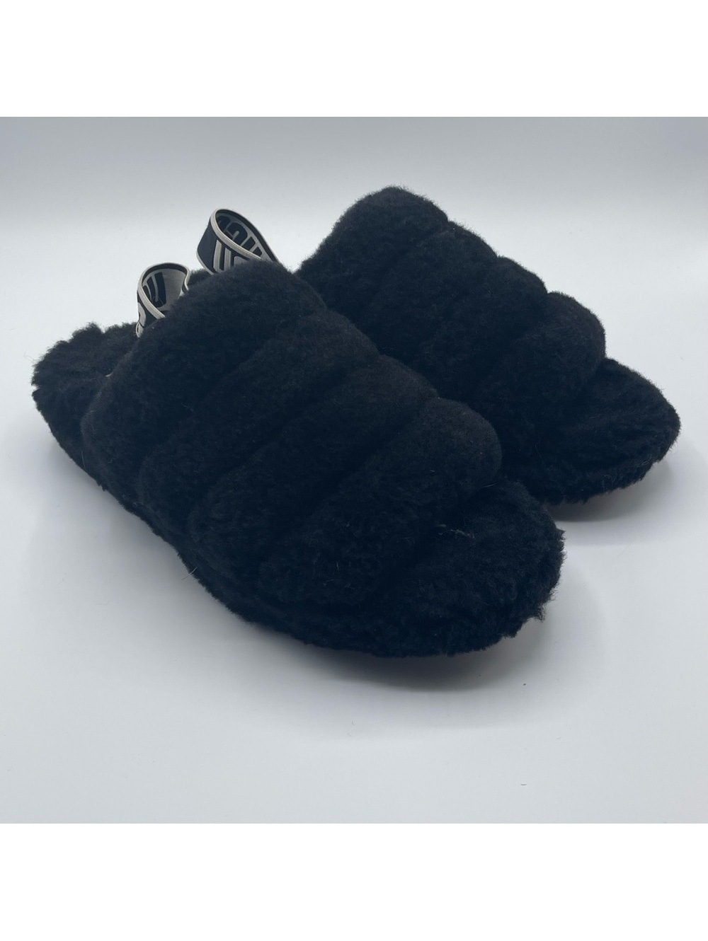 UGG Black Fuzzy Slides